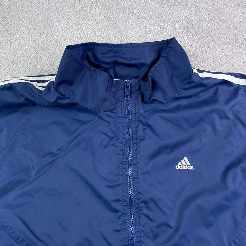 Vintage Adidas Track Jacket Mens 2XL XXL‎ Blue Mesh Lined Windbreaker Vented Y2K
